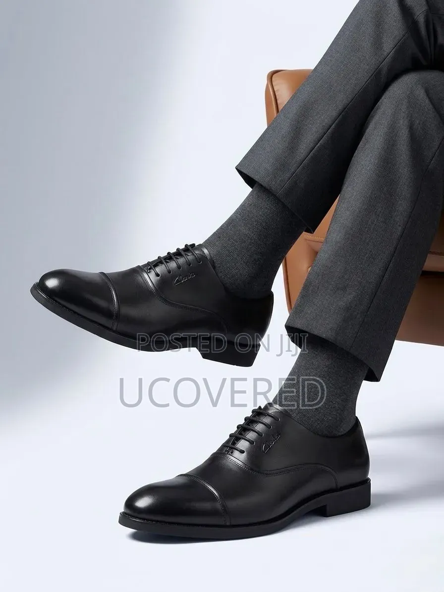 Clarks Black Cap-Toe Oxford Shoes