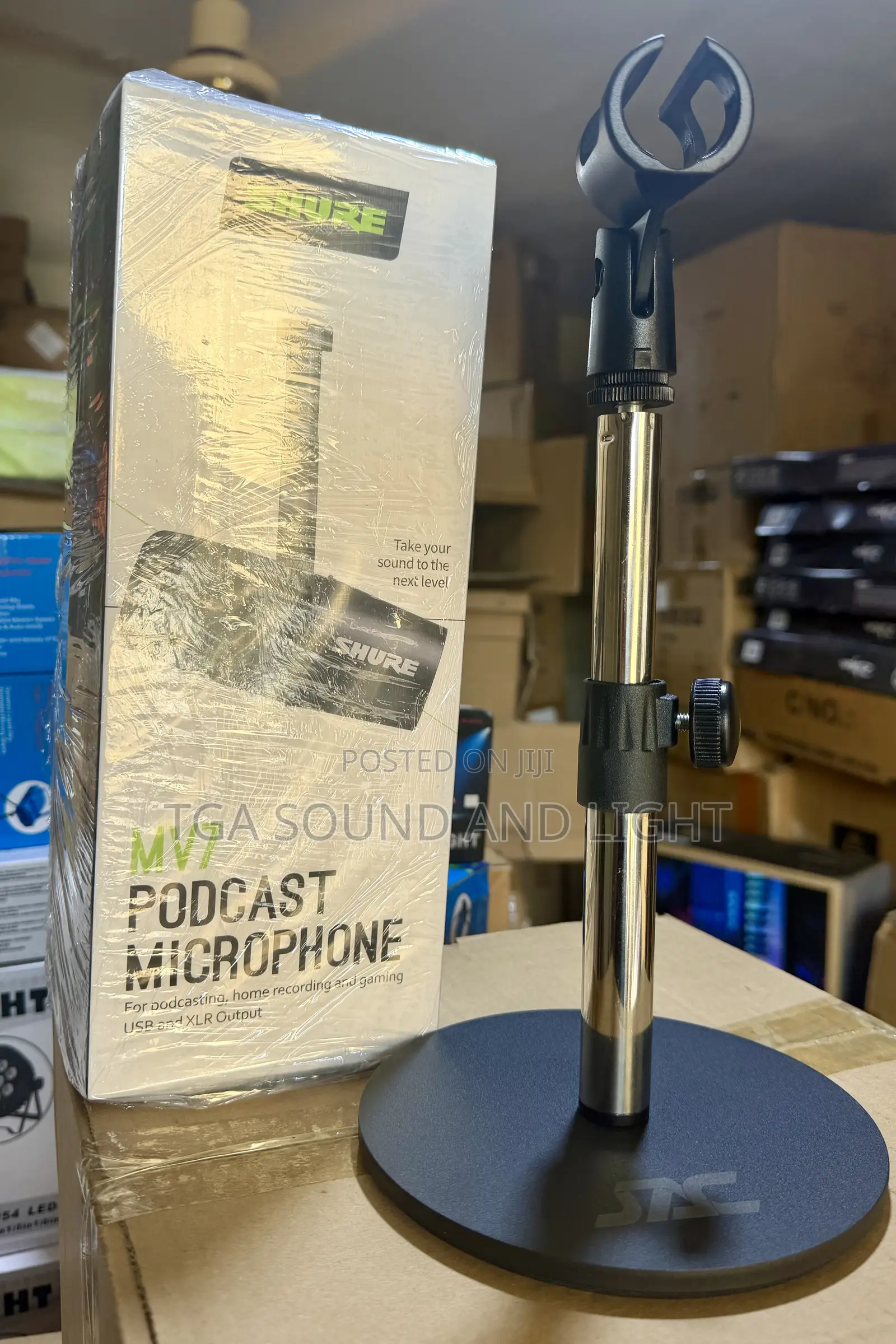 Shure Mv7 Podcast Microphone and Stand Bundle