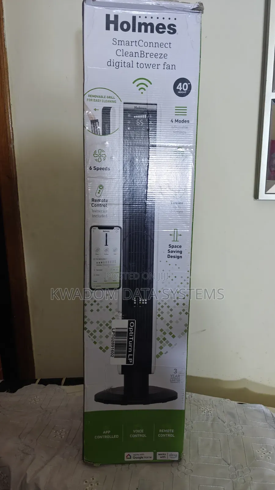 Holmes 40' Wi-Fi Tower Oscillating Fan With Clean Breeze With Alexa
