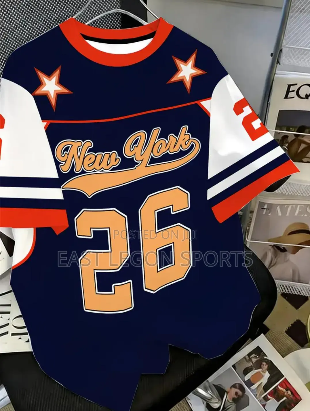 Baseball Tops Unisex NFL Jersey Number Print Blue
