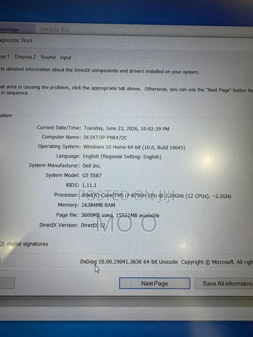 Laptop Dell Inspiron G5 15 16GB Intel Core i5 HDD+SSD 128GB