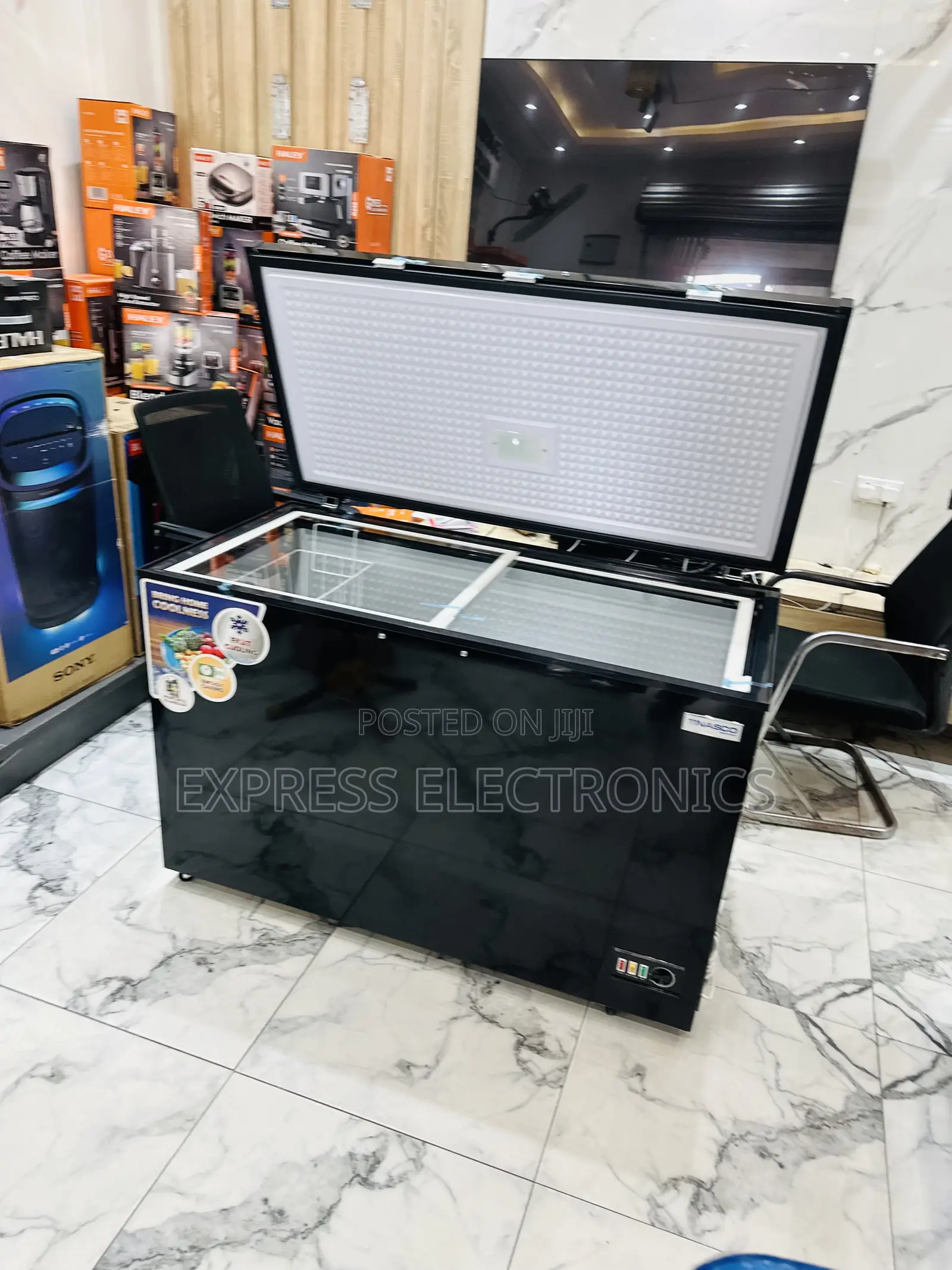 Eco Mode Function Chest Freezer Single Door Black 400l Nasco
