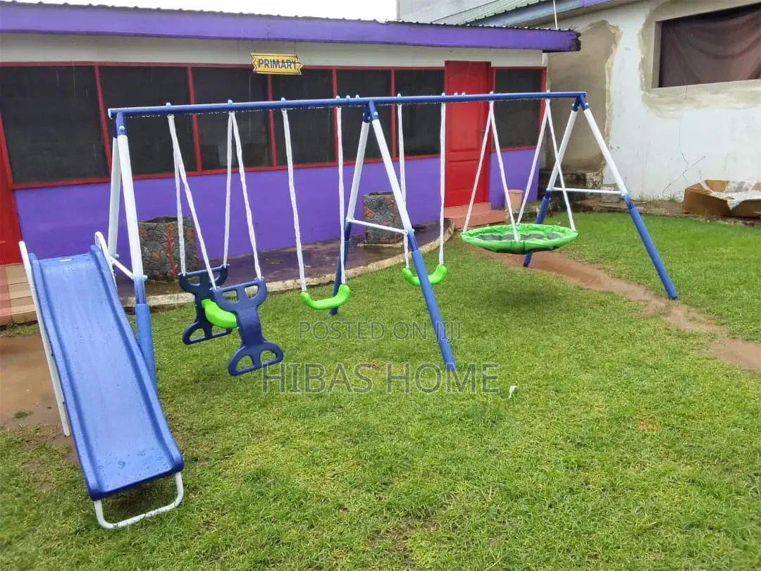 7 Station Kids Outdoor Swing With Slide