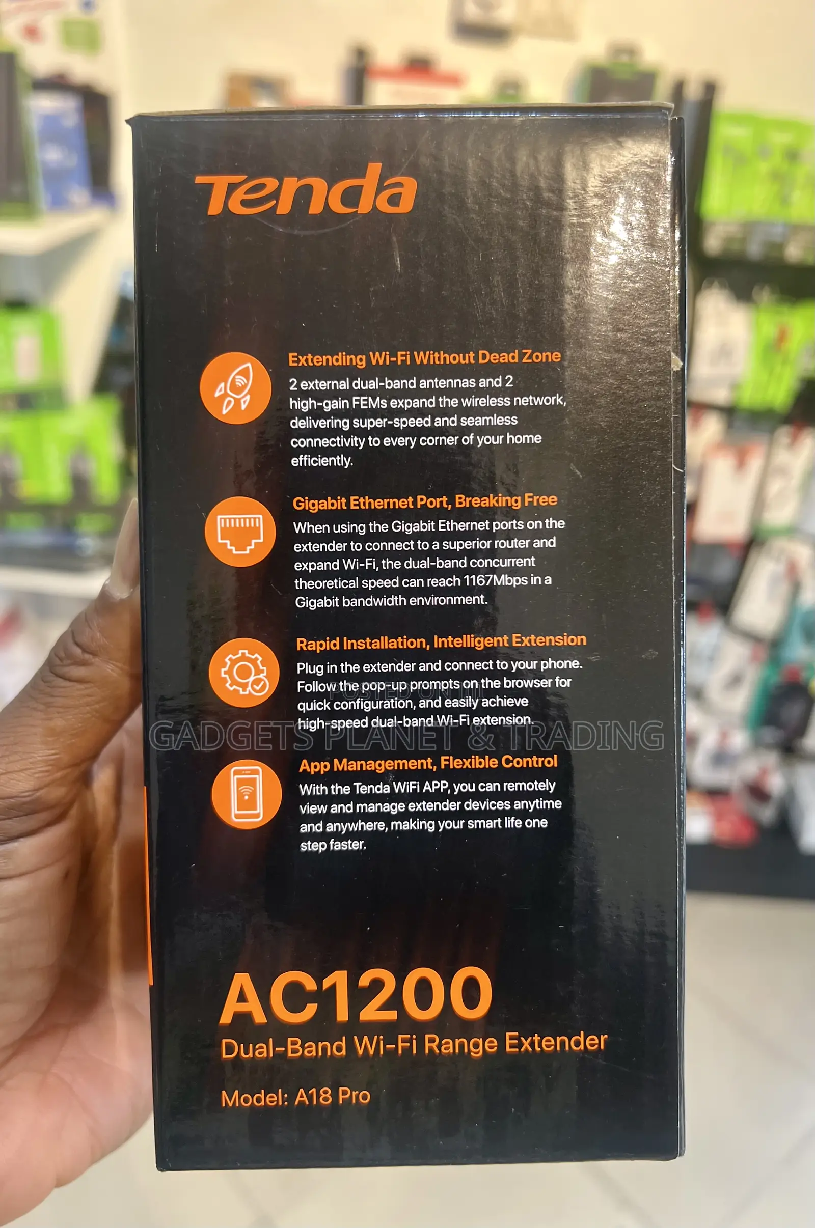 Tenda A18 Pro 1200mbps Wireless Dual Band Range Extender -Ac1200