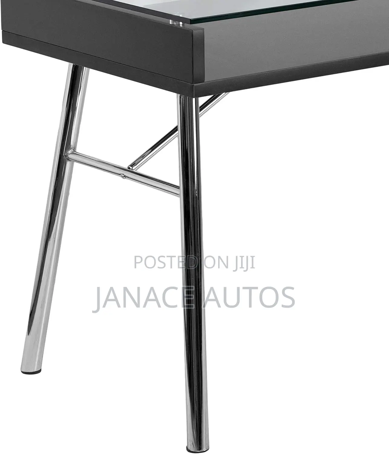 Bretford Desk, Metal, Clear Glass Top/Chrome Frame