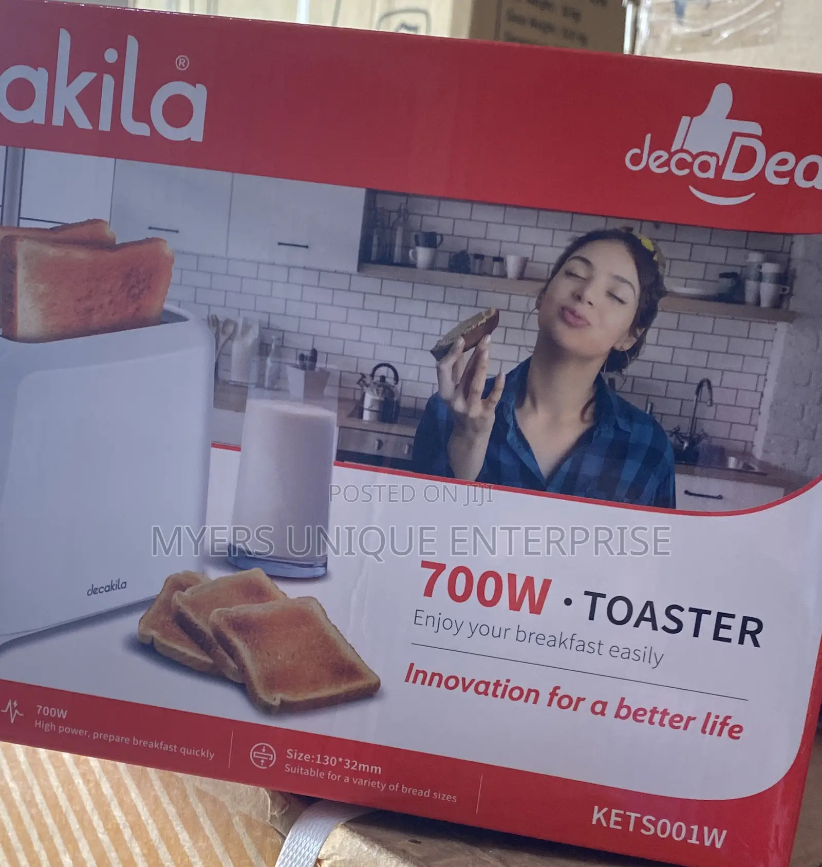 Decakila White 2 Slice Toaster,Modern Kitchen Look