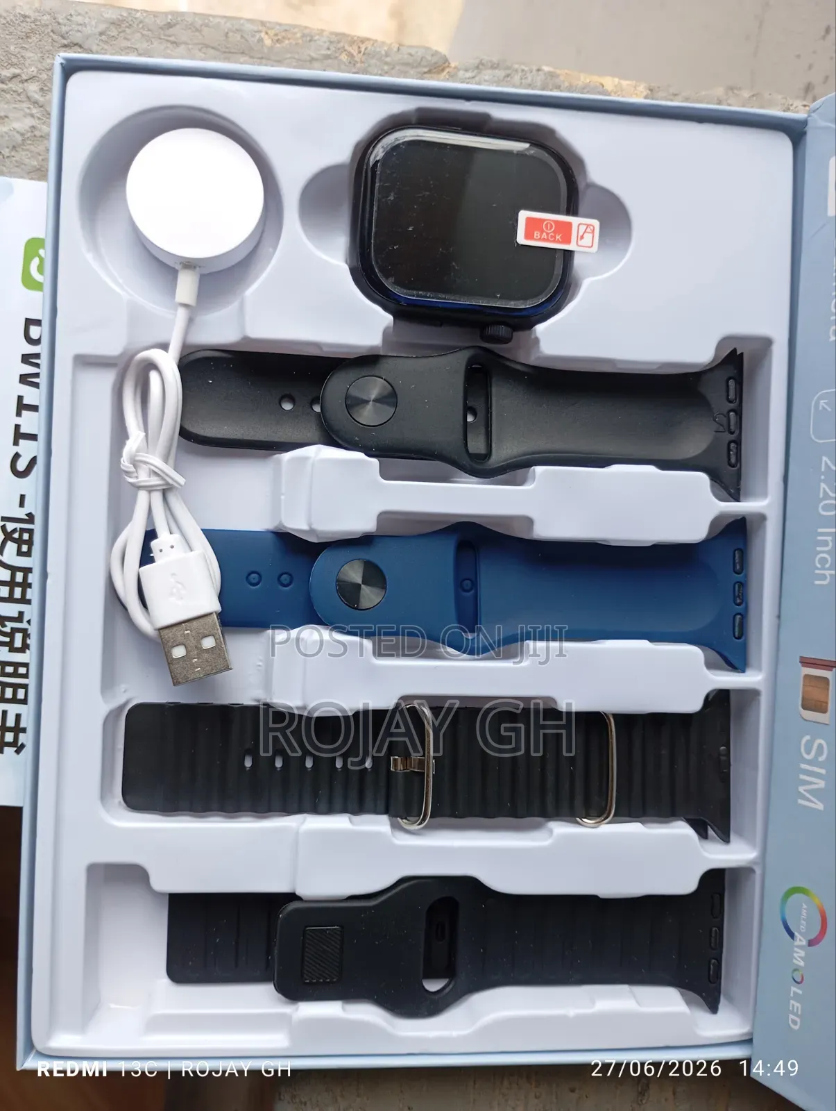 Okpu Pro-X79 Sim Smart Watch With Camera 4 Colorful Straps - Black