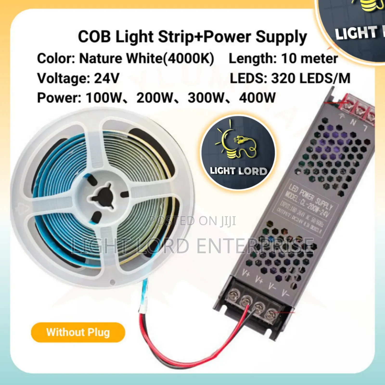 Easily Cut 24v Led Strip Cob 10m and Power Supply