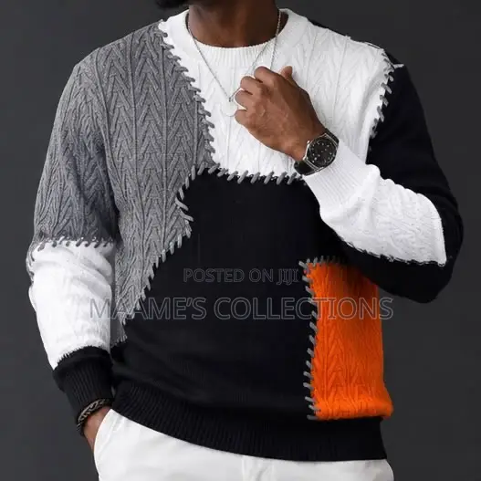 Men’S Blocked Knitted Pullover Sweater