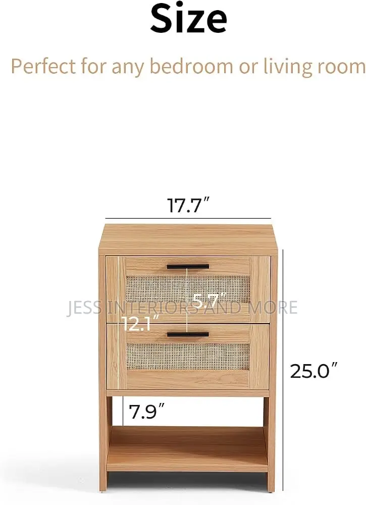 Rattan Side Table/Nightstand (Set of 2)
