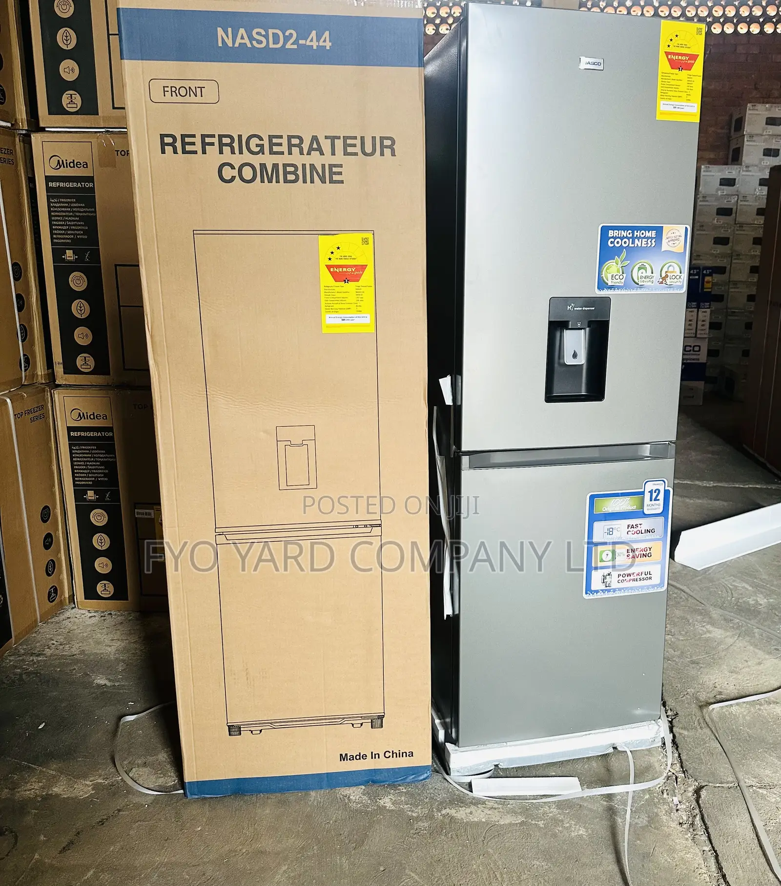 Instant Cooling Nasco 2 Doors Bottom Freezer 287l Dispenser Fridge