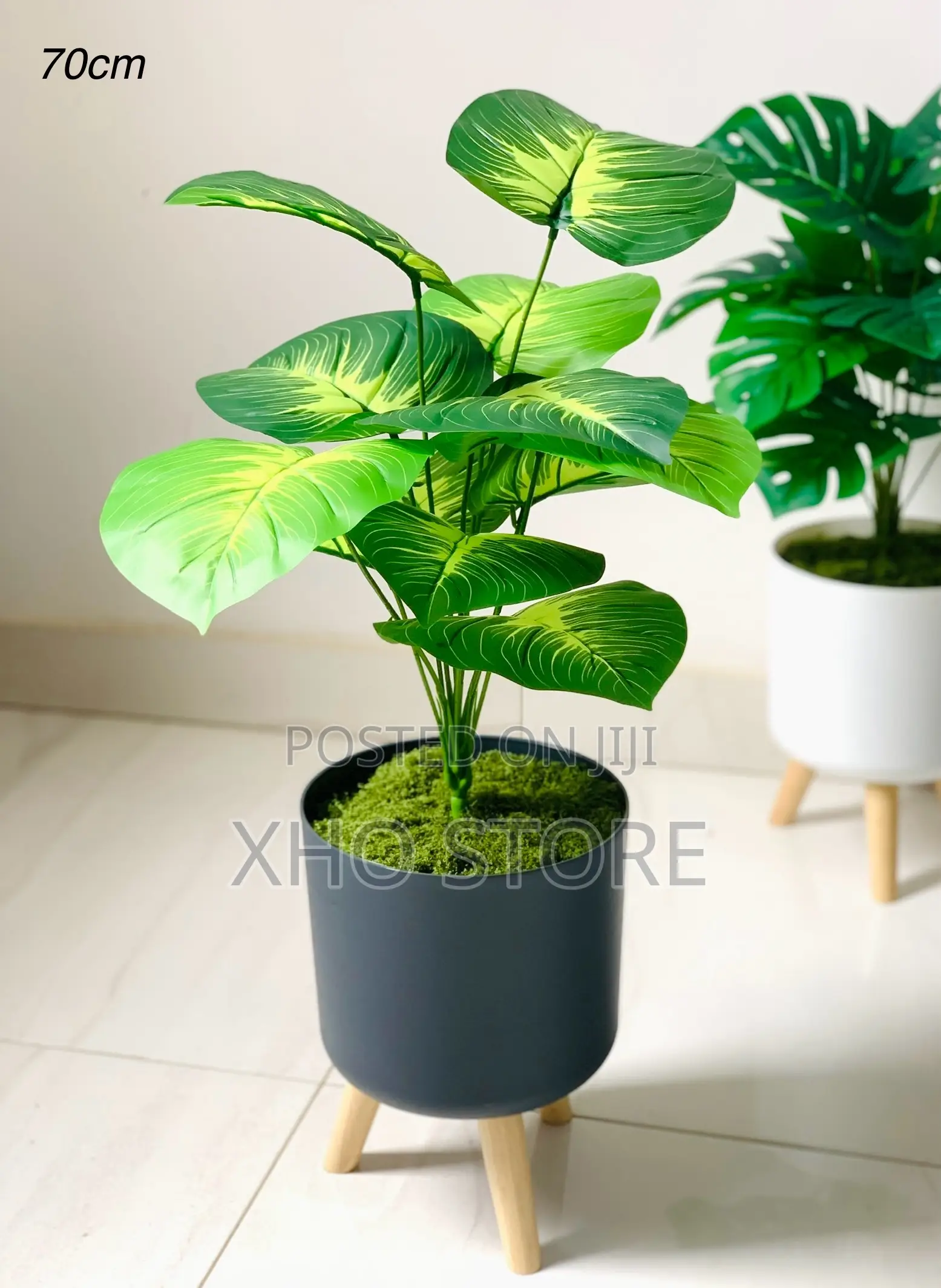 Modern Indoor Artificial Potted Plants Wooden Stands Flower Pot Vase