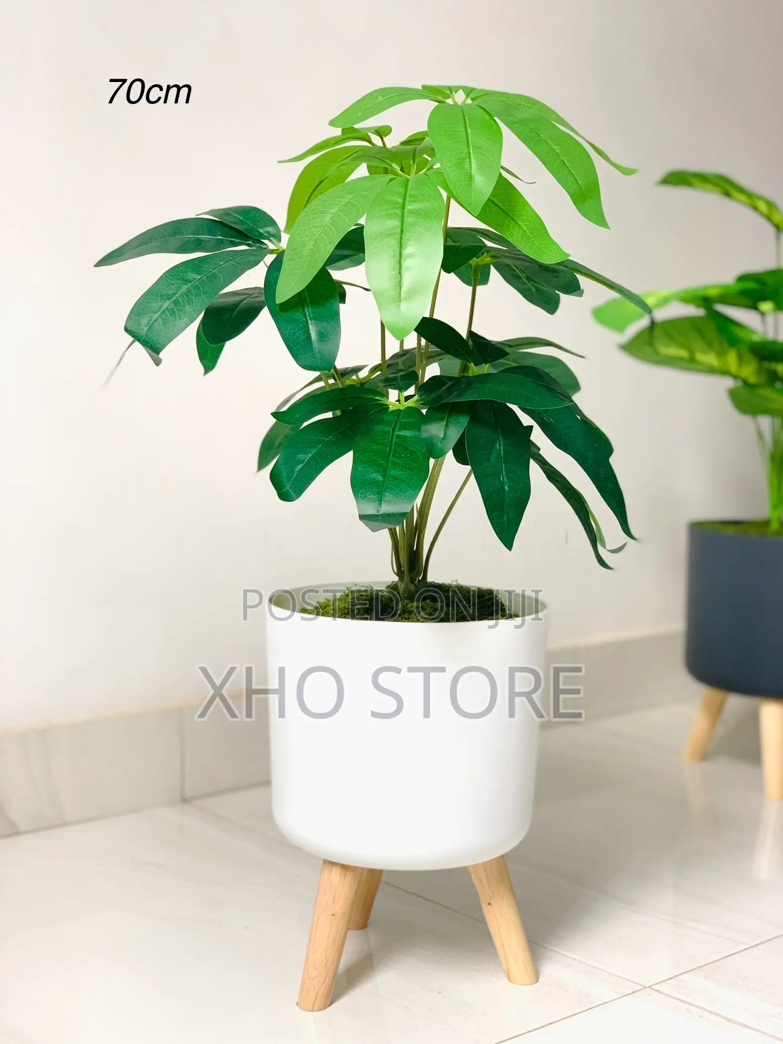 Modern Indoor Artificial Potted Plants Wooden Stands Flower Pot Vase