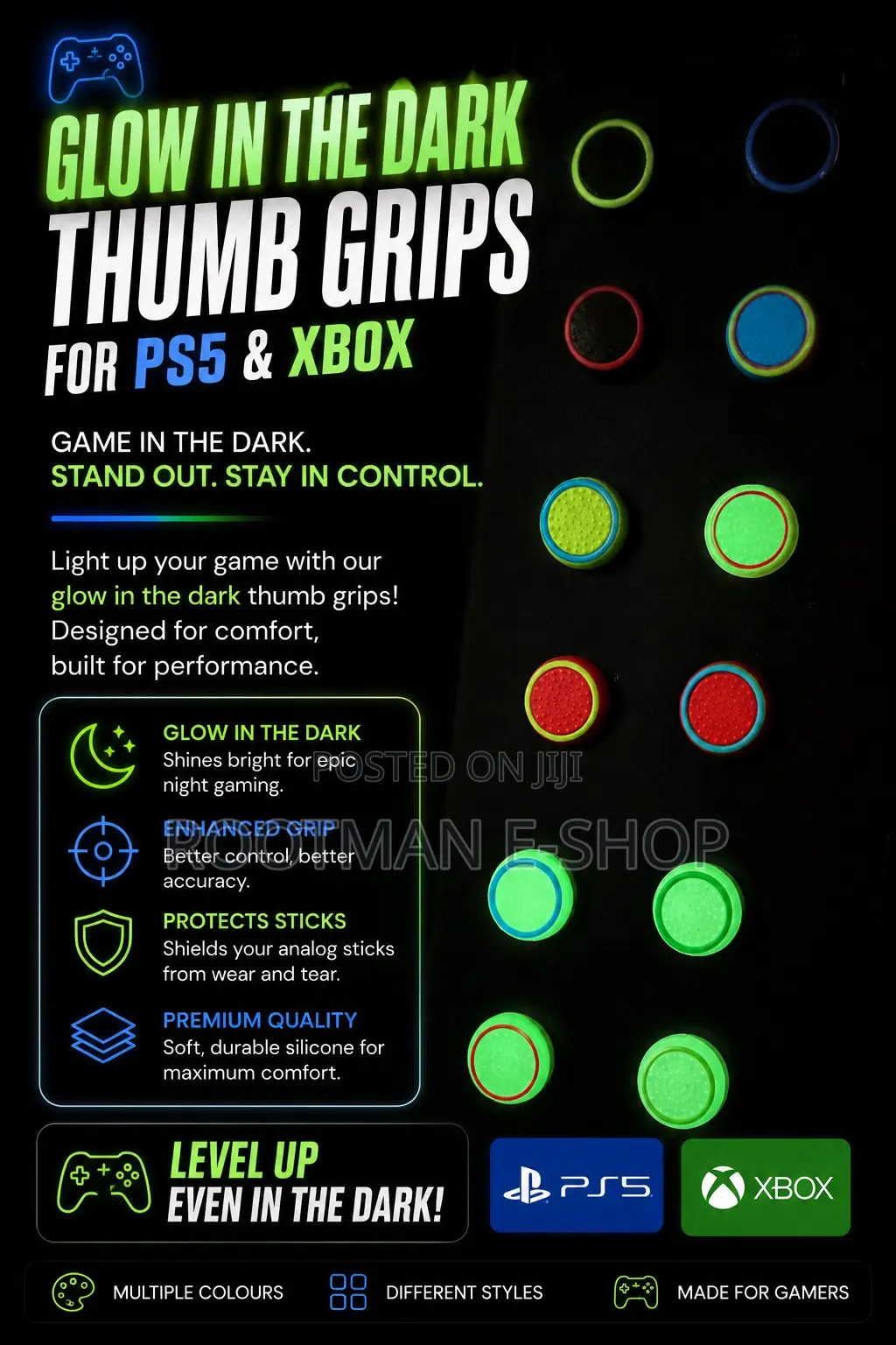 Ps5 Xbox Thumb Grips - Glow in the Dark