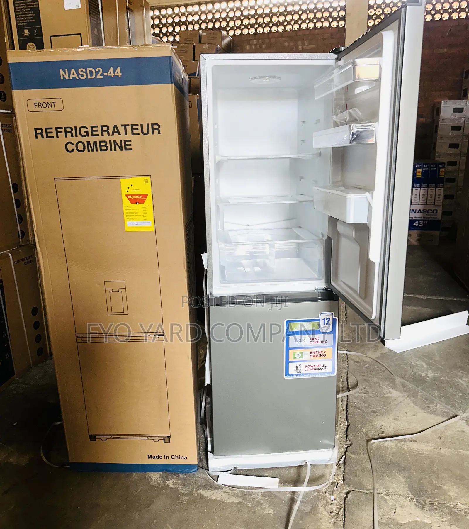 Reliable Fast Cooling Nasco 287ltrs Double Door Dispenser Fridge