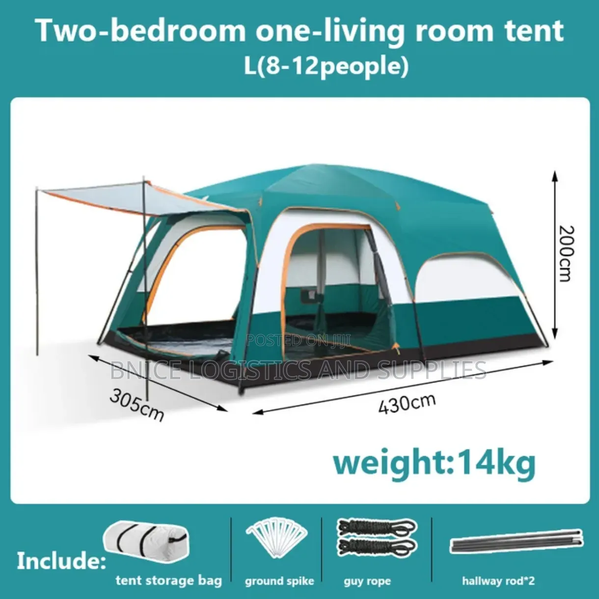 Family Size Double Chamber Tent With Mats