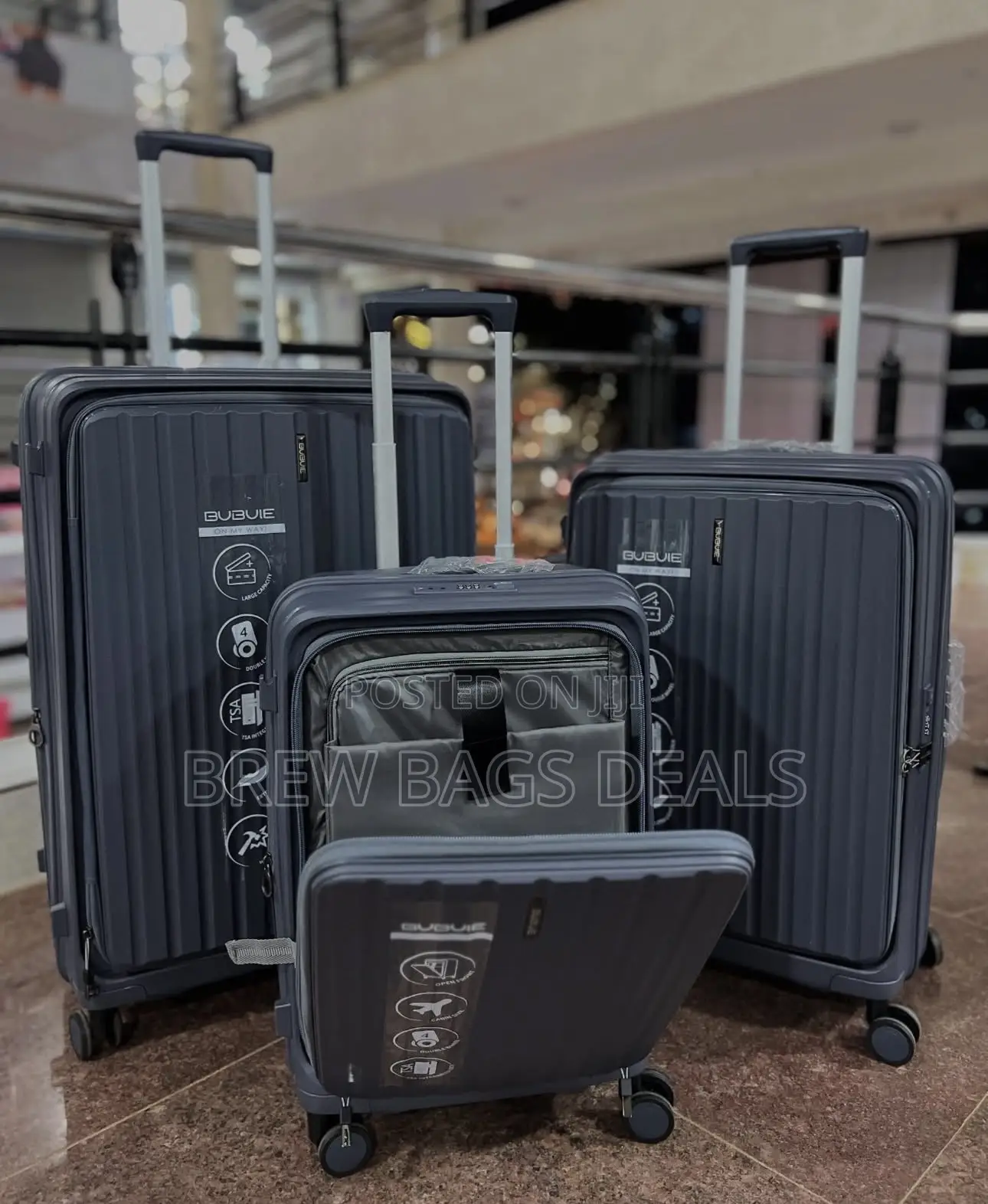 Premium Quality 3set Bubule Zip Expansion Front Zip Traveling Bag.