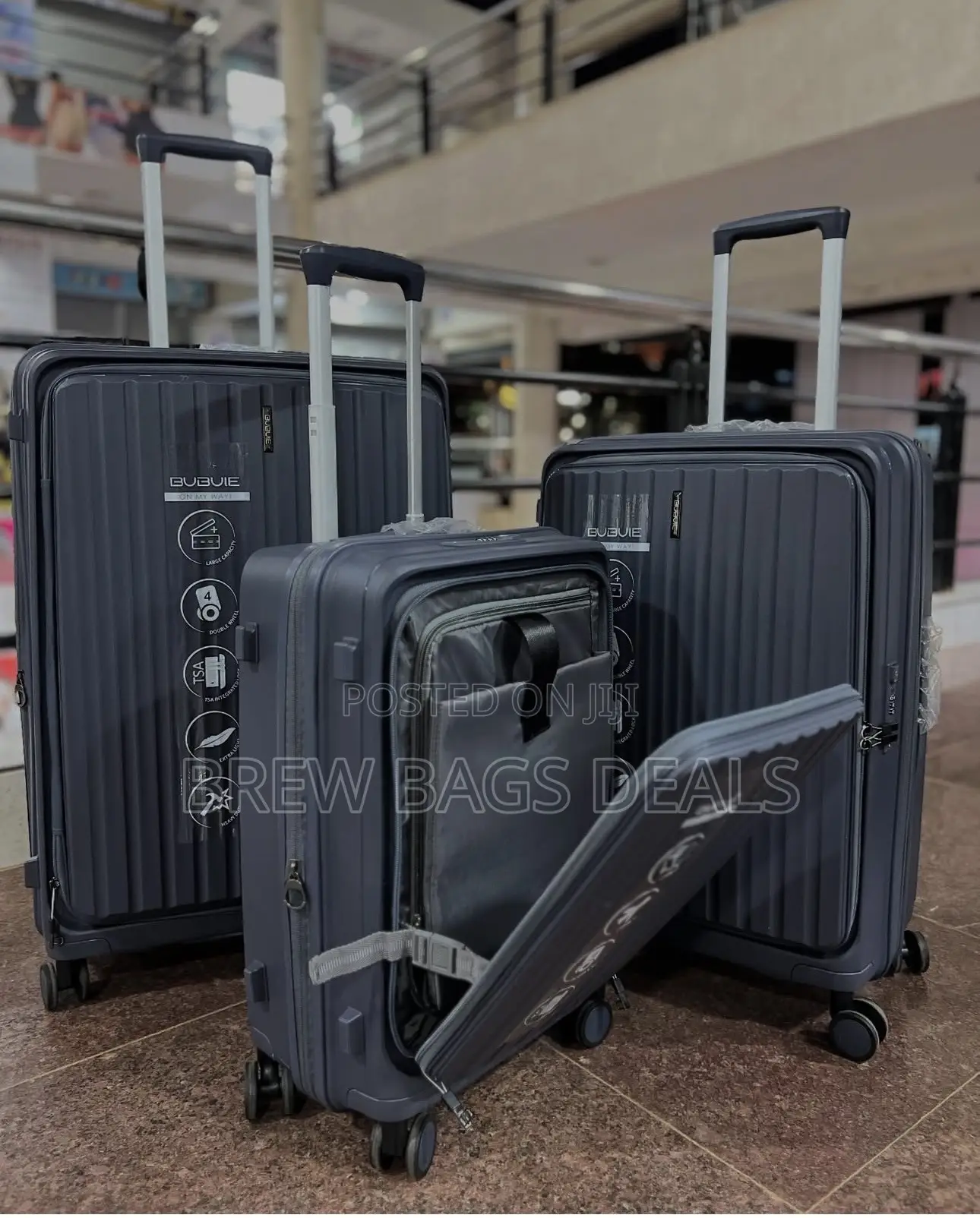 Premium Quality 3set Bubule Zip Expansion Front Zip Traveling Bag.