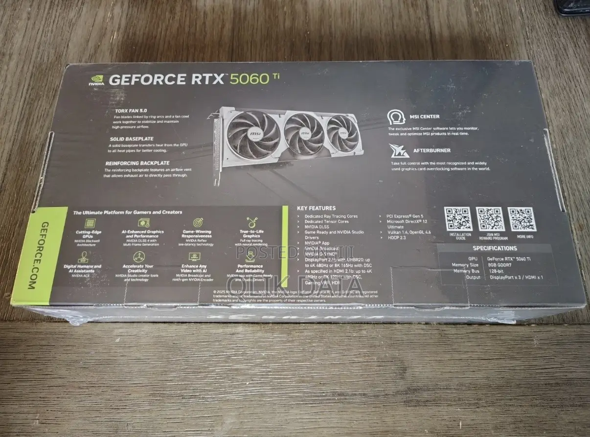 Msi Gaming RTX 5060 Ti 8g Ventus 3x Oc Graphics Card