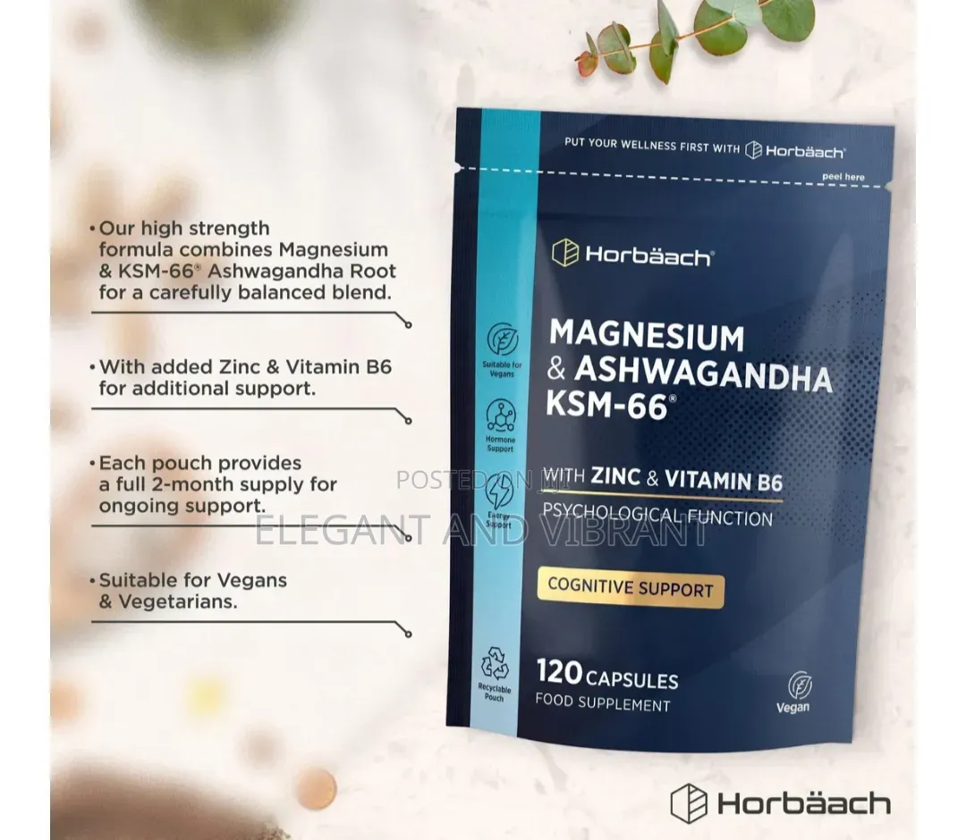 Ashwagandha KSM-66 Complex With Magnesium, Zinc Vitamin B6|120 Caps