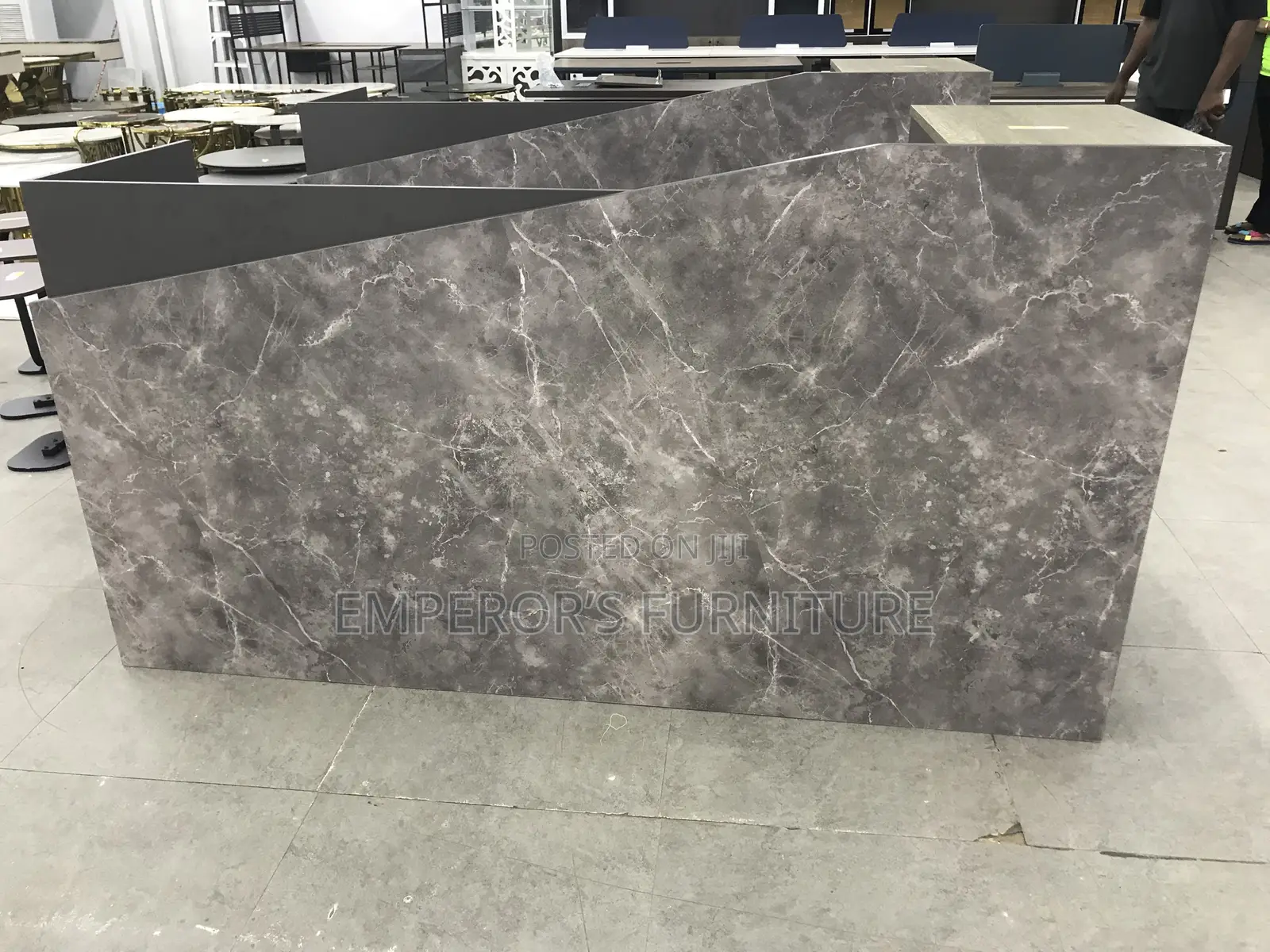 Prestige Grey Marble-Like Executive Reception Desk