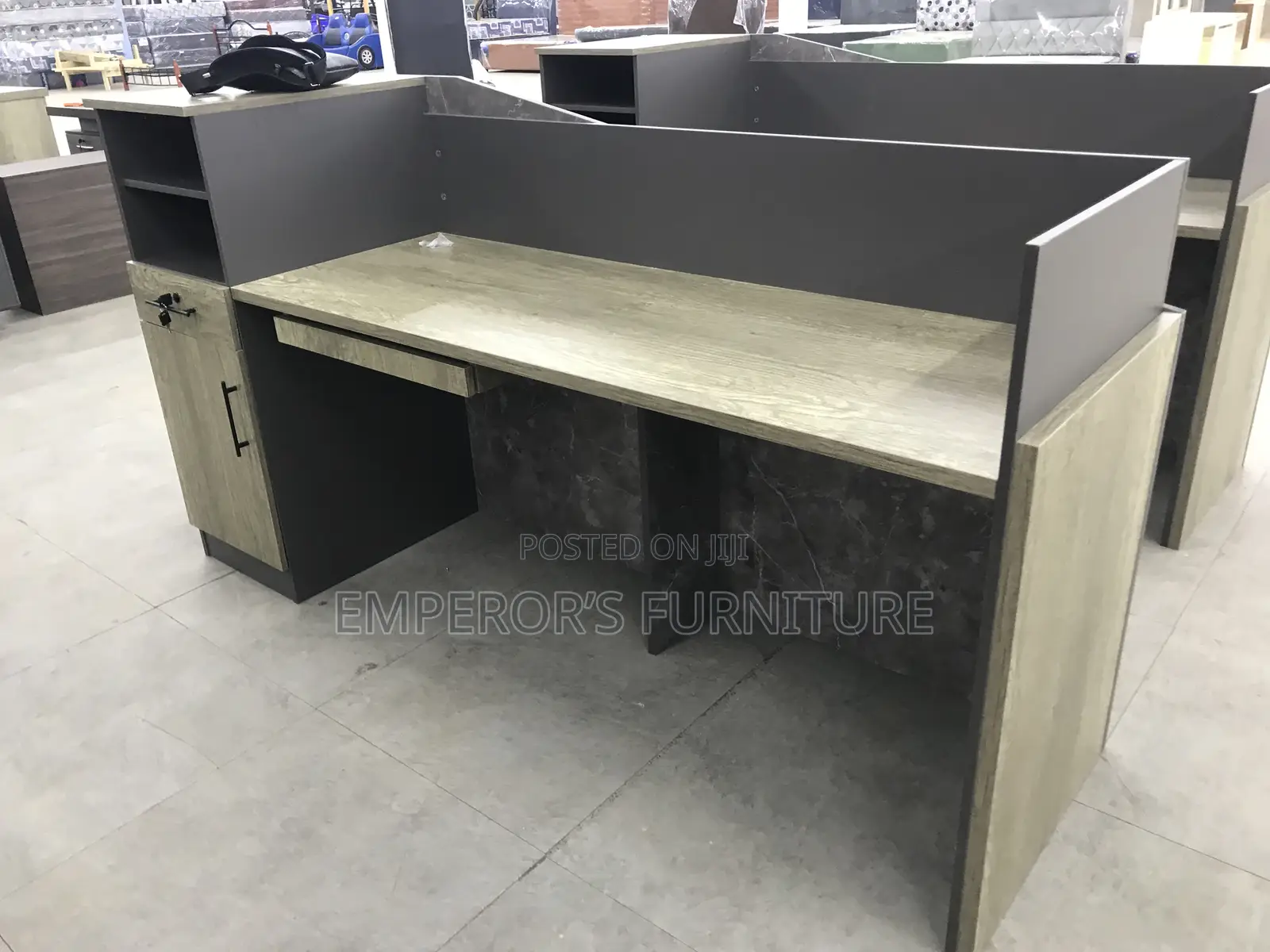 Prestige Grey Marble-Like Executive Reception Desk