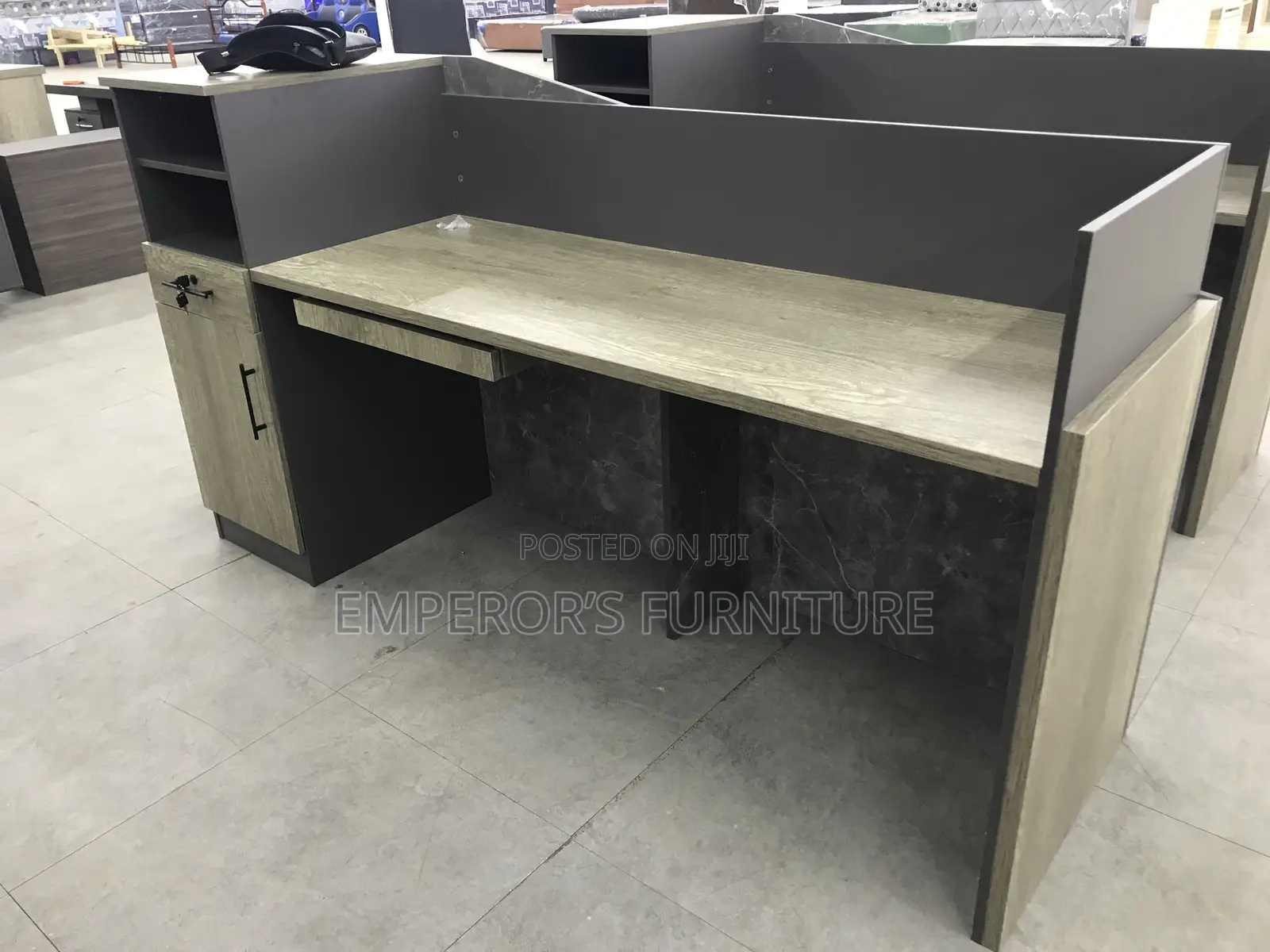 Prestige Grey Marble-Like Executive Reception Desk