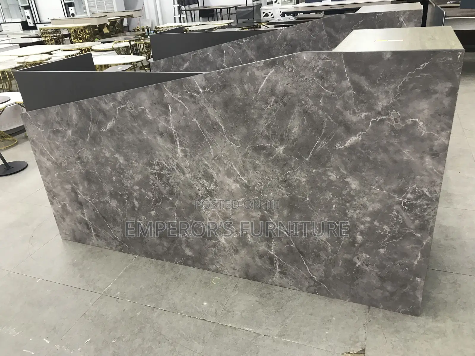 Prestige Grey Marble-Like Executive Reception Desk