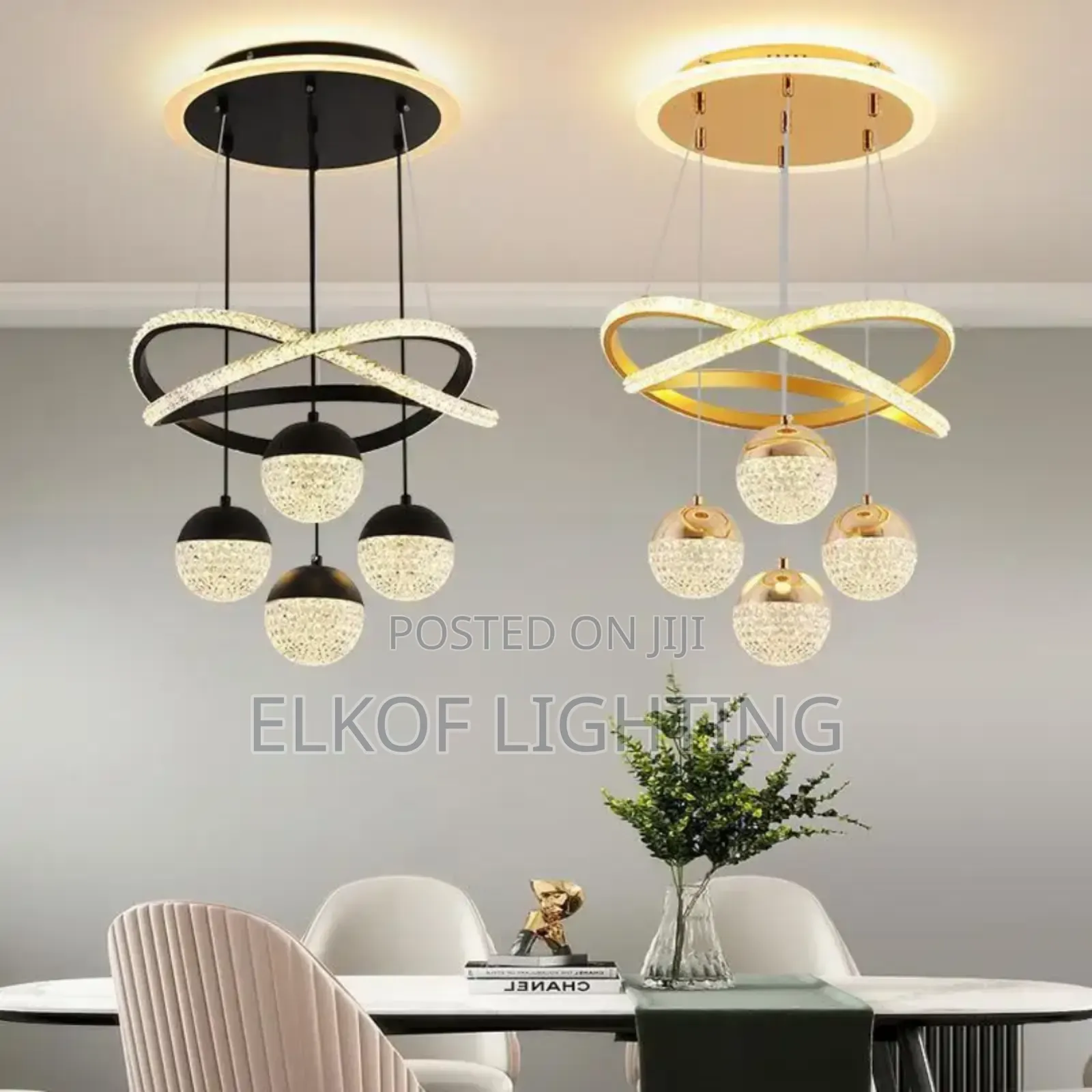 2 Ring Black Pendant Light 55w Nordic Minimalist Art Shade Chandelier