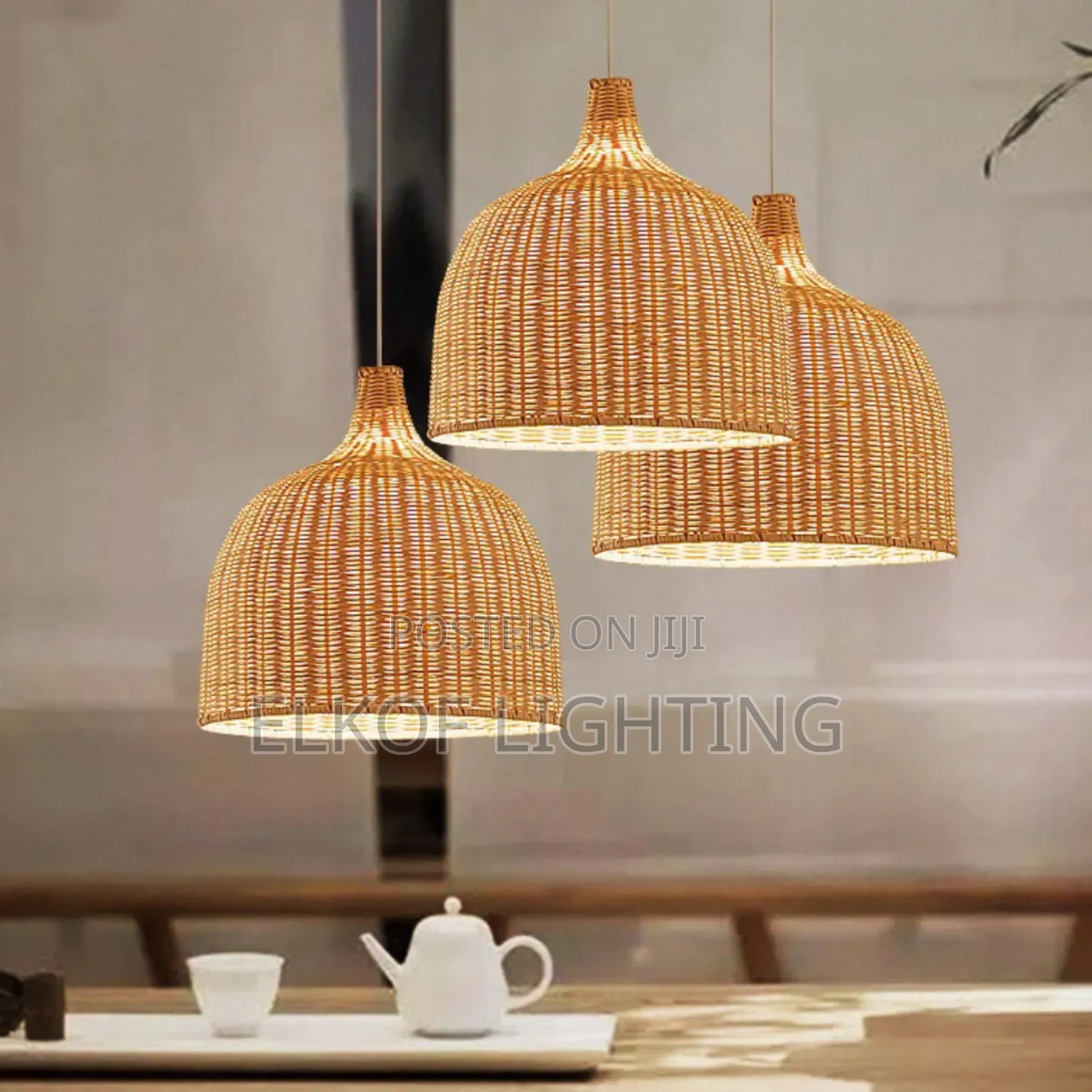 Bamboo Dome Pendant Light Industrial Style Restaurant Bar Chandelier