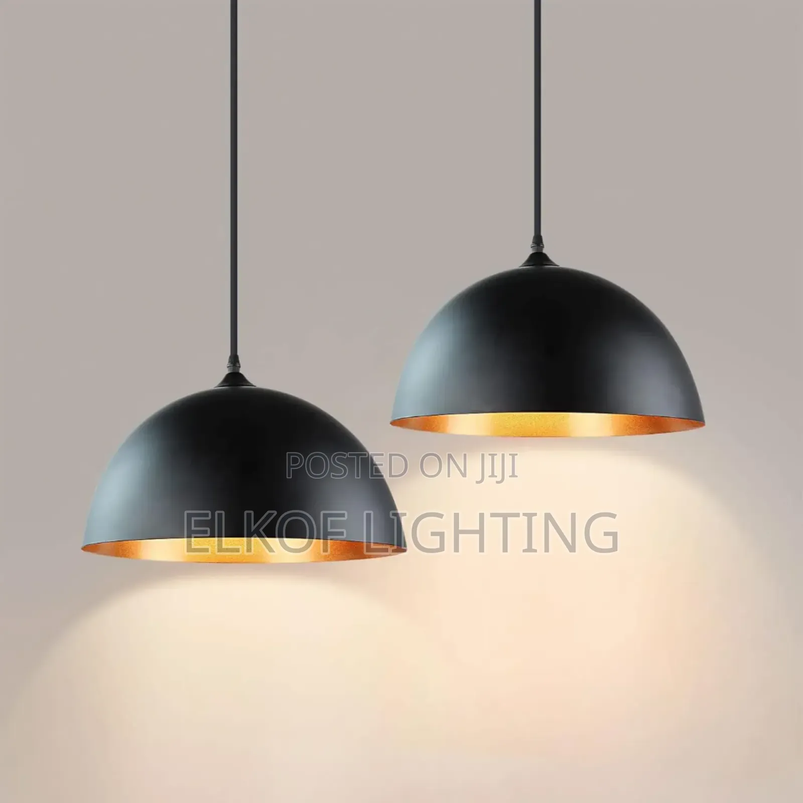 Black and Gold Dome Pendant Light Industrial Restaurant Bar Chandelier