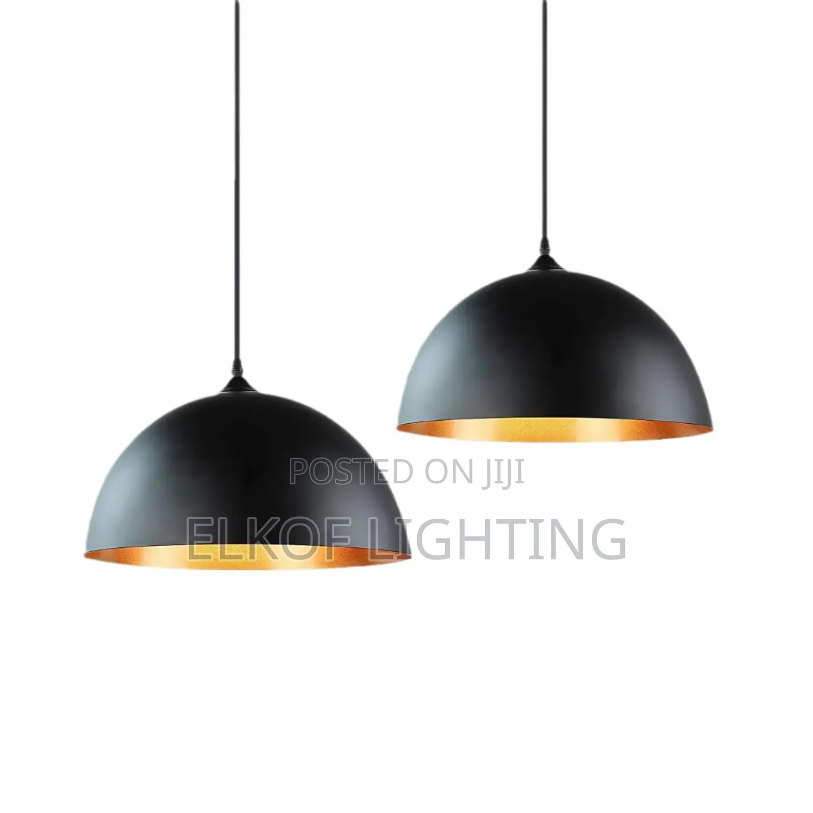 Black and Gold Dome Pendant Light Industrial Restaurant Bar Chandelier