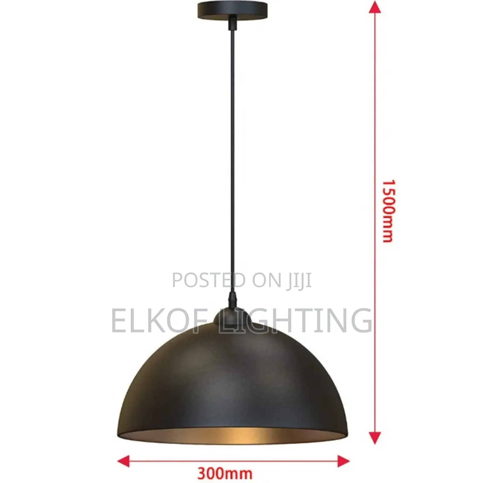 Black and Gold Dome Pendant Light Industrial Restaurant Bar Chandelier