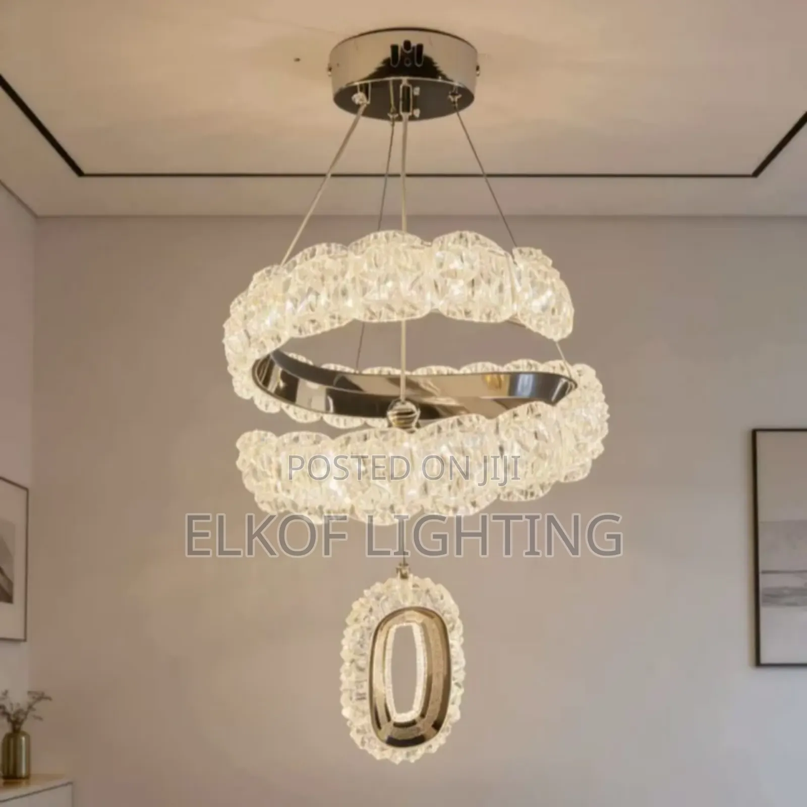 Gold Finish Spiral Crystal Pendant Chandelier Light