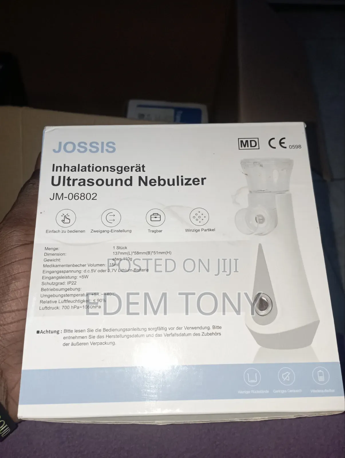 Jossis Jm-06802 Portable Ultrasound Nebulizer