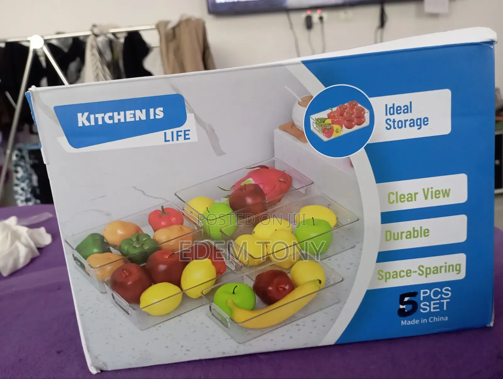 Kitchen Is Life 5-Piece Clear Plastic Refrigerator Organizer Set
