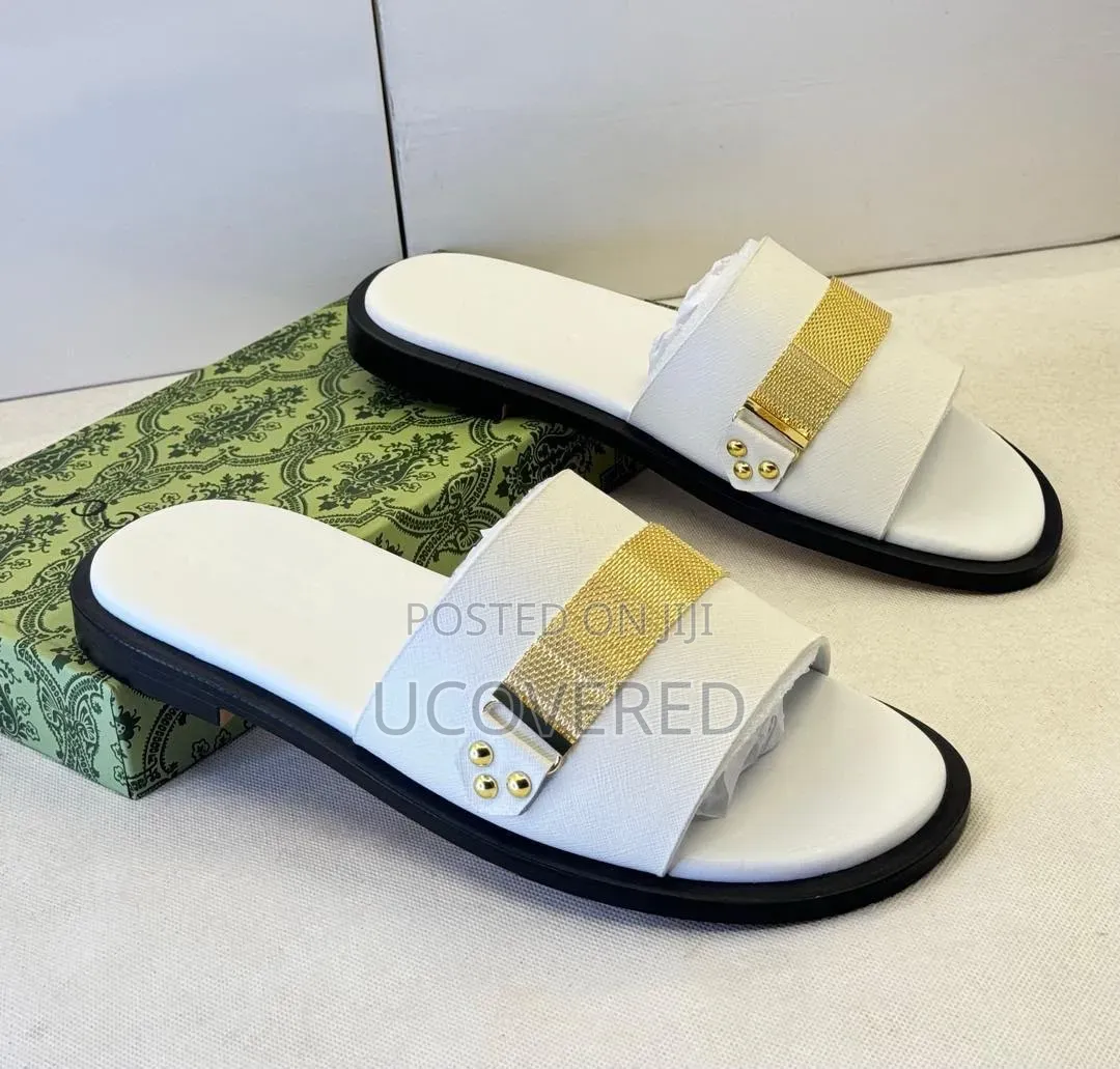 Gucci Black Leather Slippers