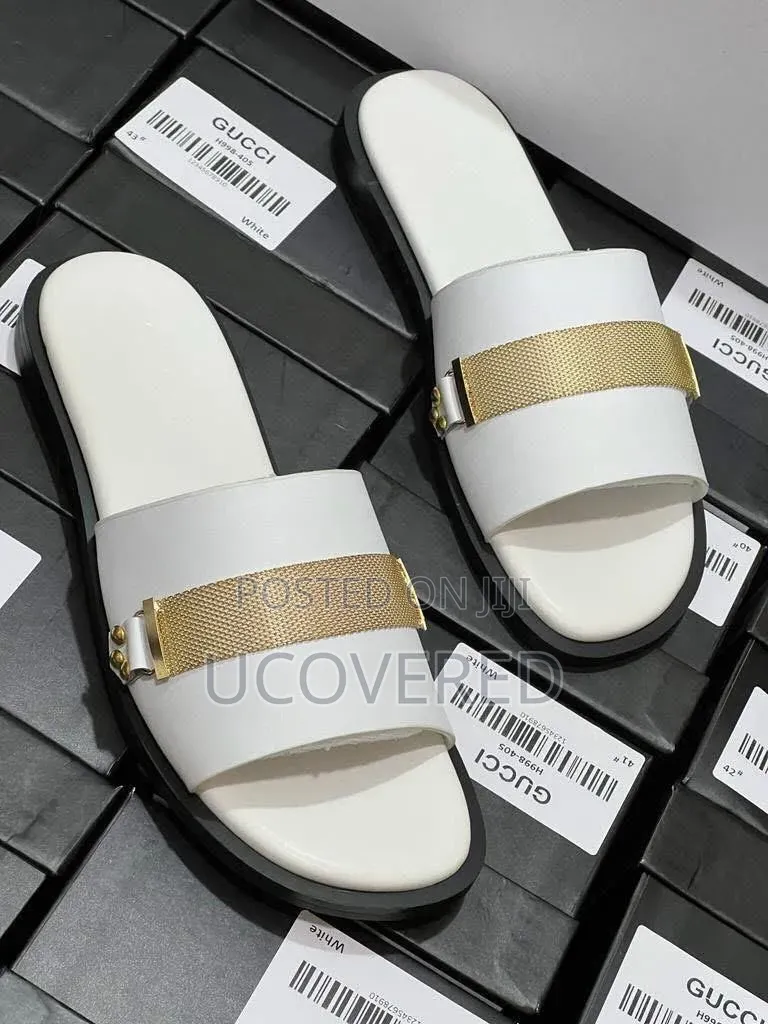Gucci Black Leather Slippers