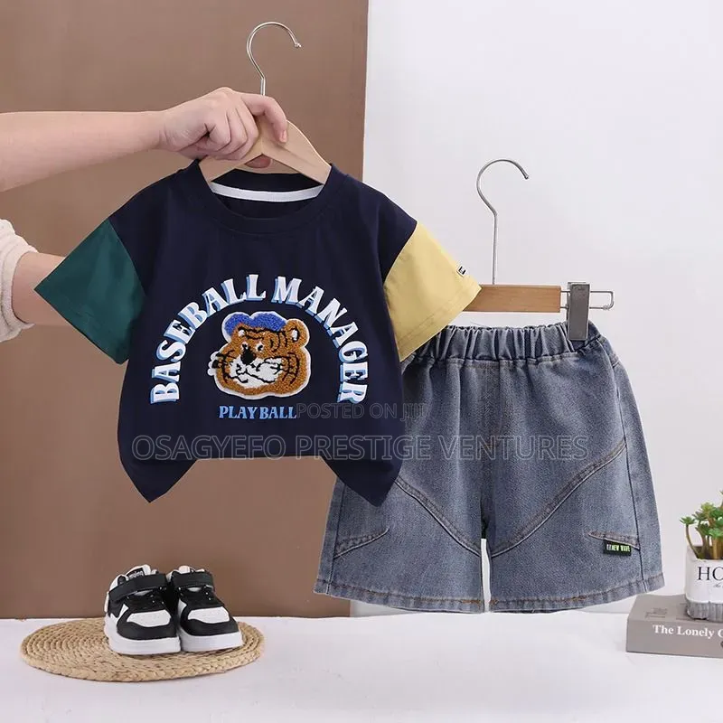 Boys' "Baseball Manager" T-Shirt Denim Shorts Set