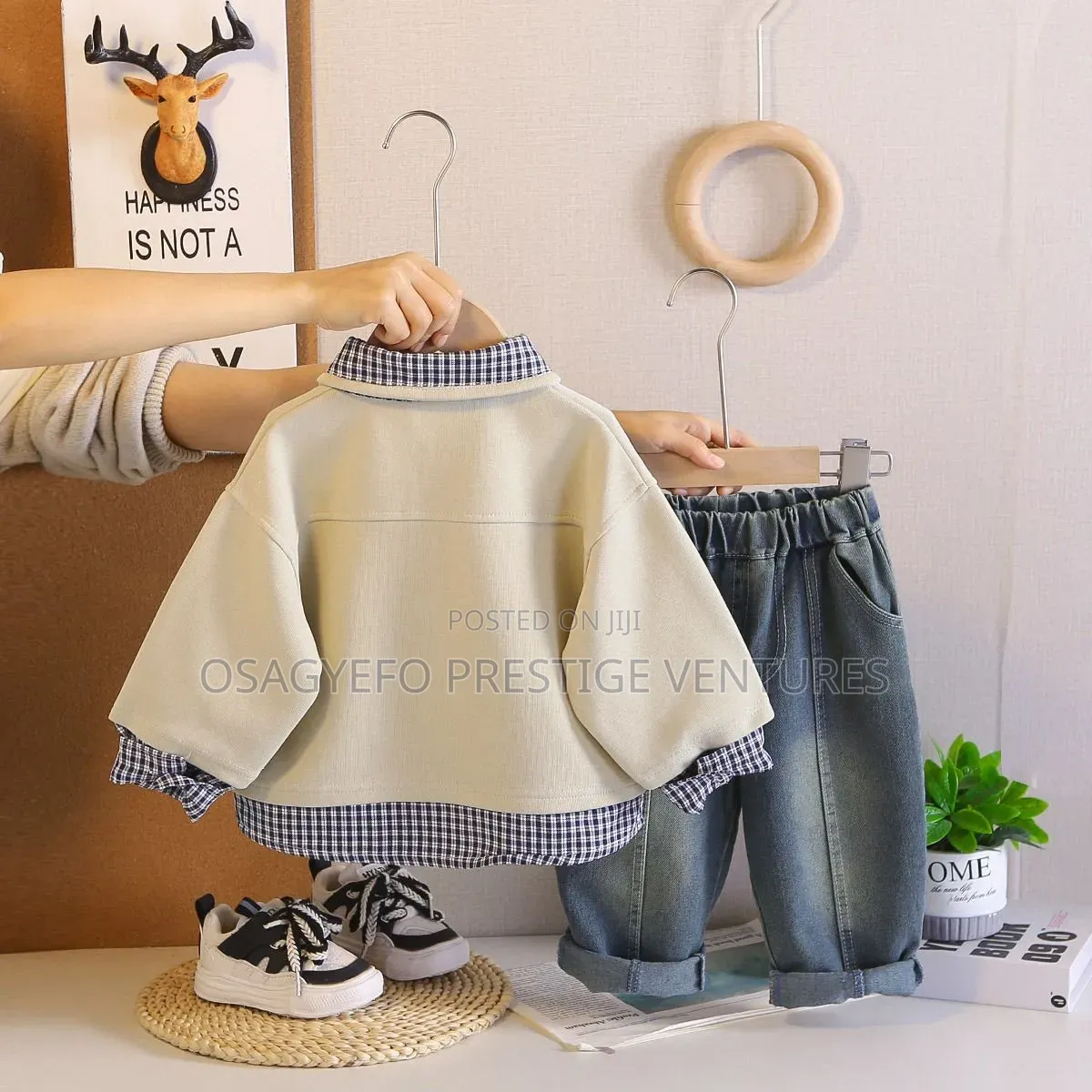 Boys' Layered Sweatshirt Denim Jeans 3-Piece Outfit Set