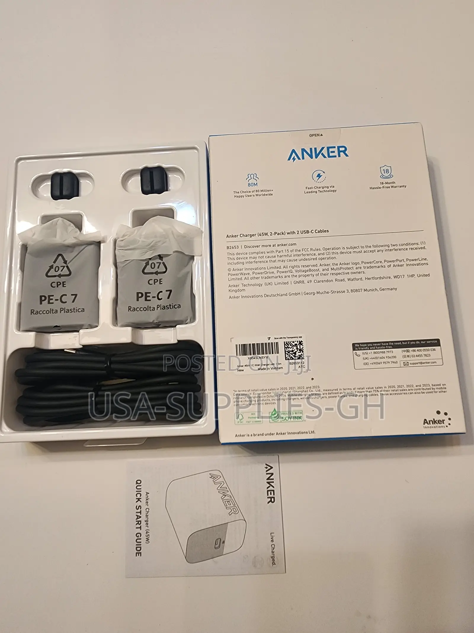 Anker 45w Usb C Fast Phone Charger Block With 5ft Cable From Usa