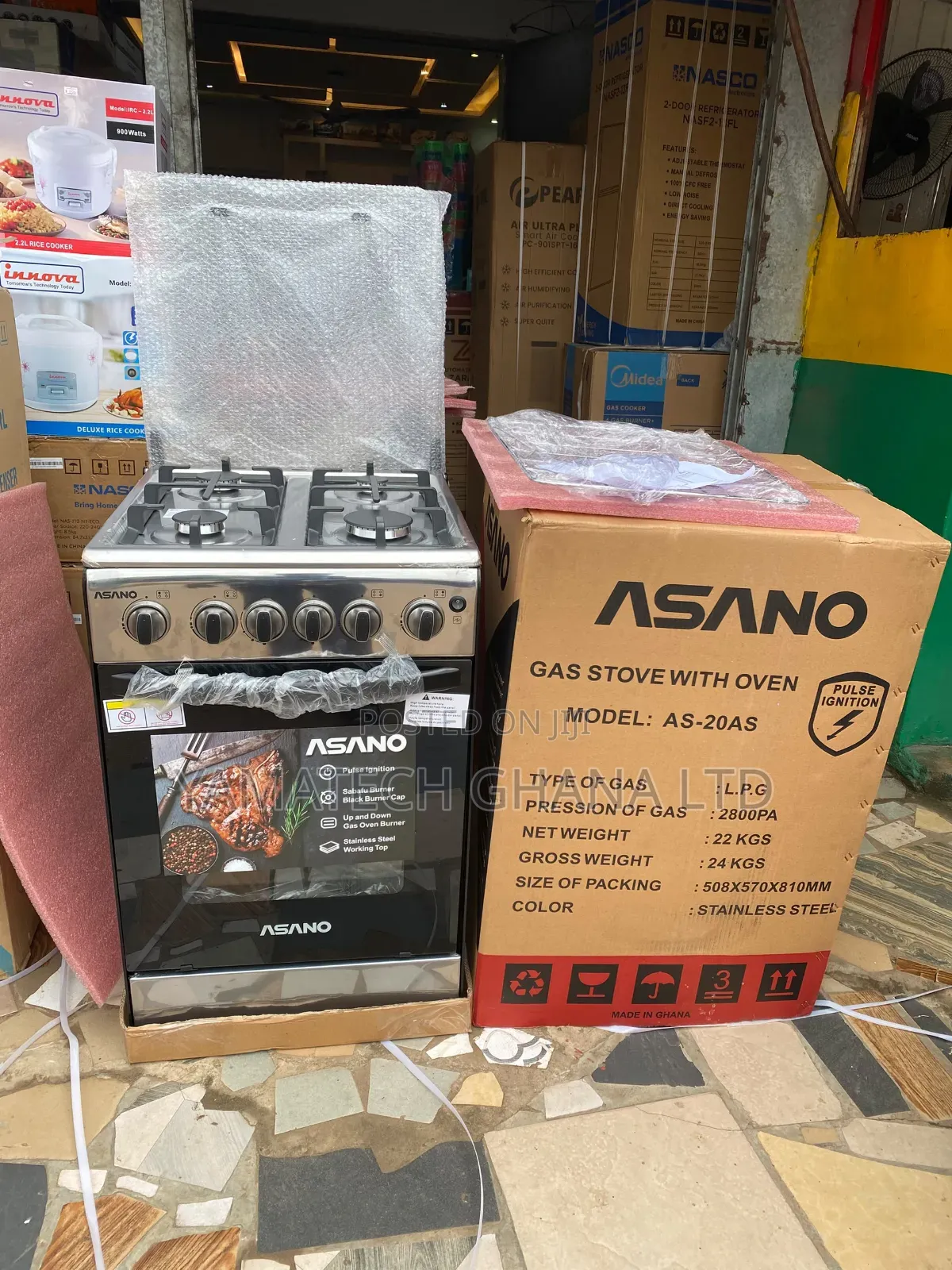Asano 50x50cm Automatic Ignition Gas Stove With Oven and Grill