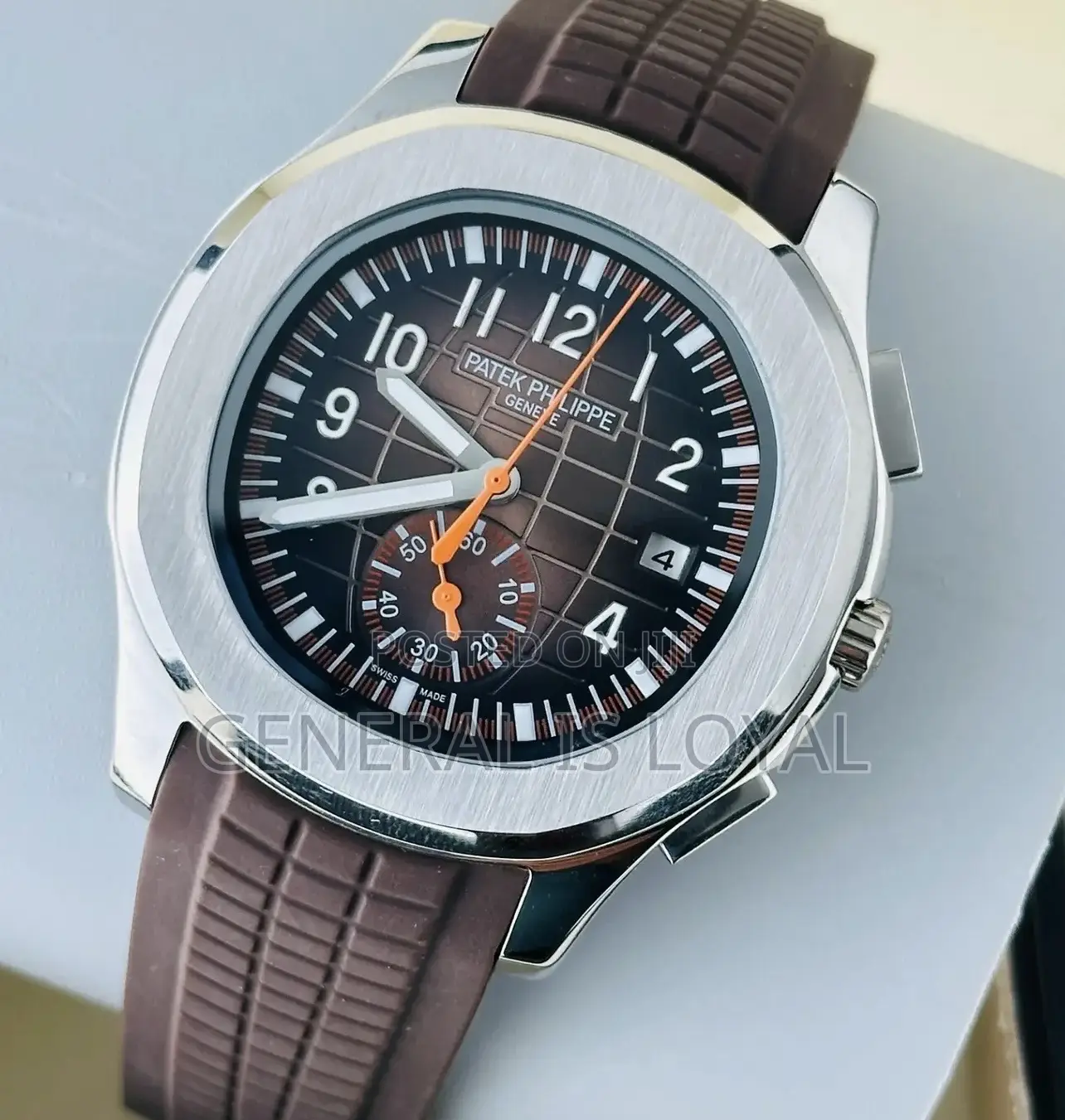 Patek Philippe Aquanaut Automatic Silver Brown Color Silicone Rubber