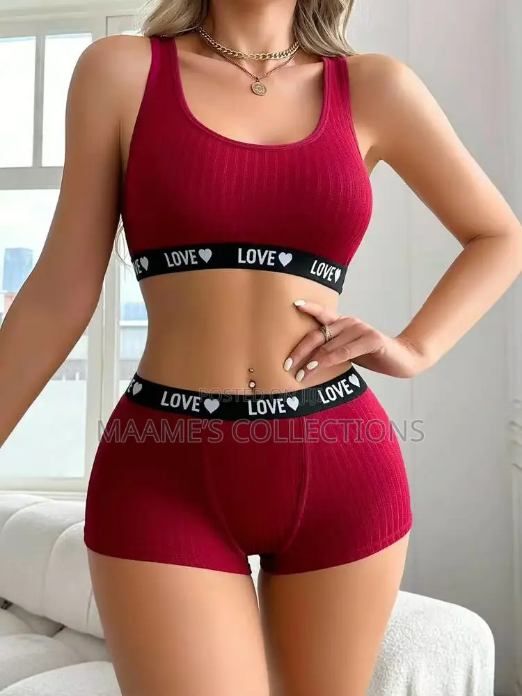 Yoga Letter Design Ladies Simple Lingeries Bra Panty Underwear Set
