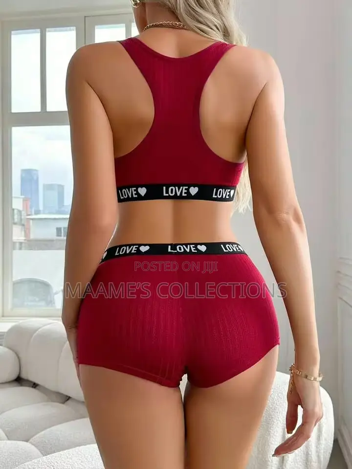 Yoga Letter Design Ladies Simple Lingeries Bra Panty Underwear Set