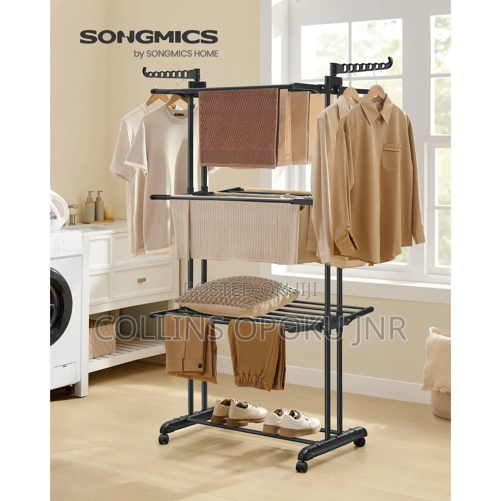 Multi-Functional 3-Tier Foldable Drying Rack - Black