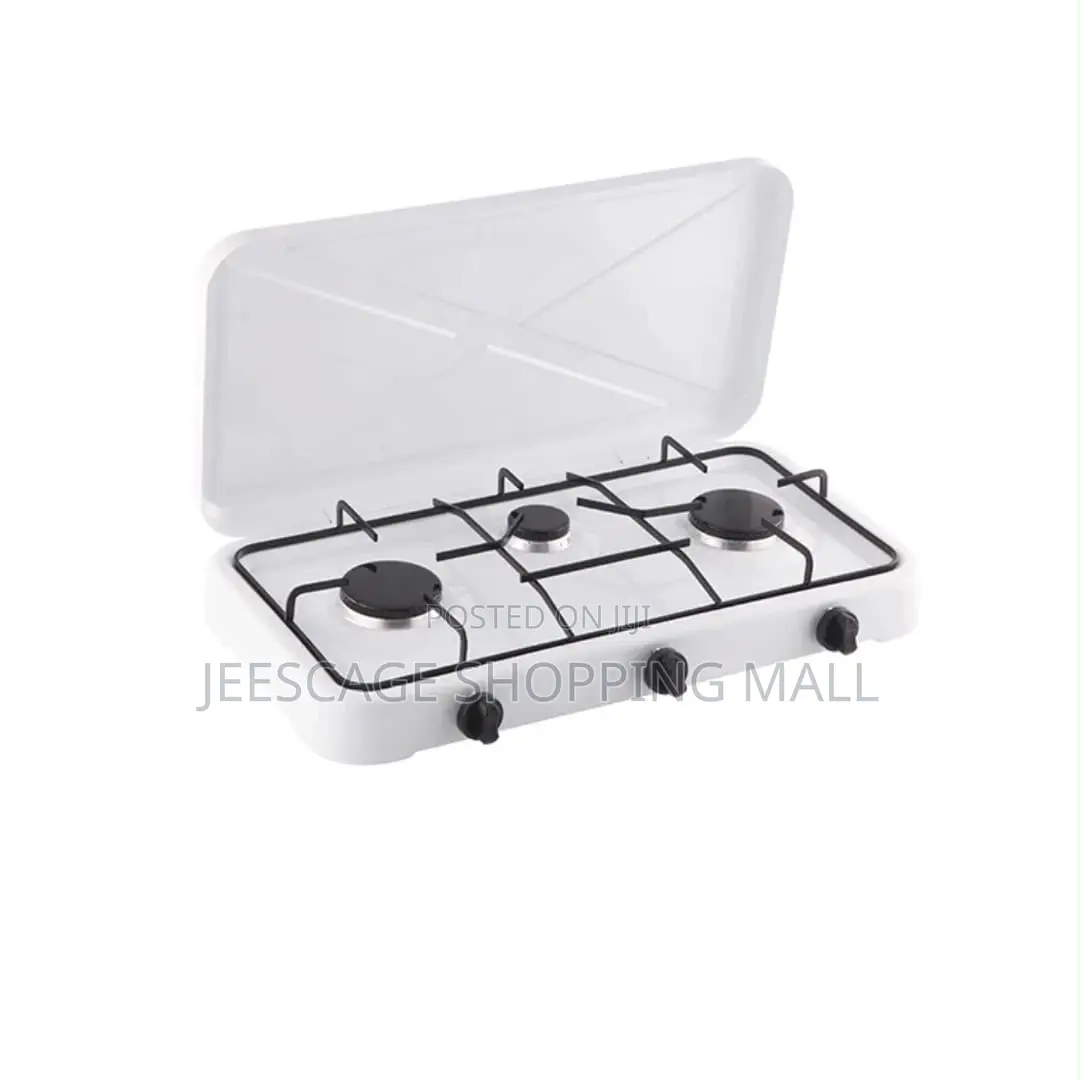 Portable 3-Burner Gas Stove With Lid