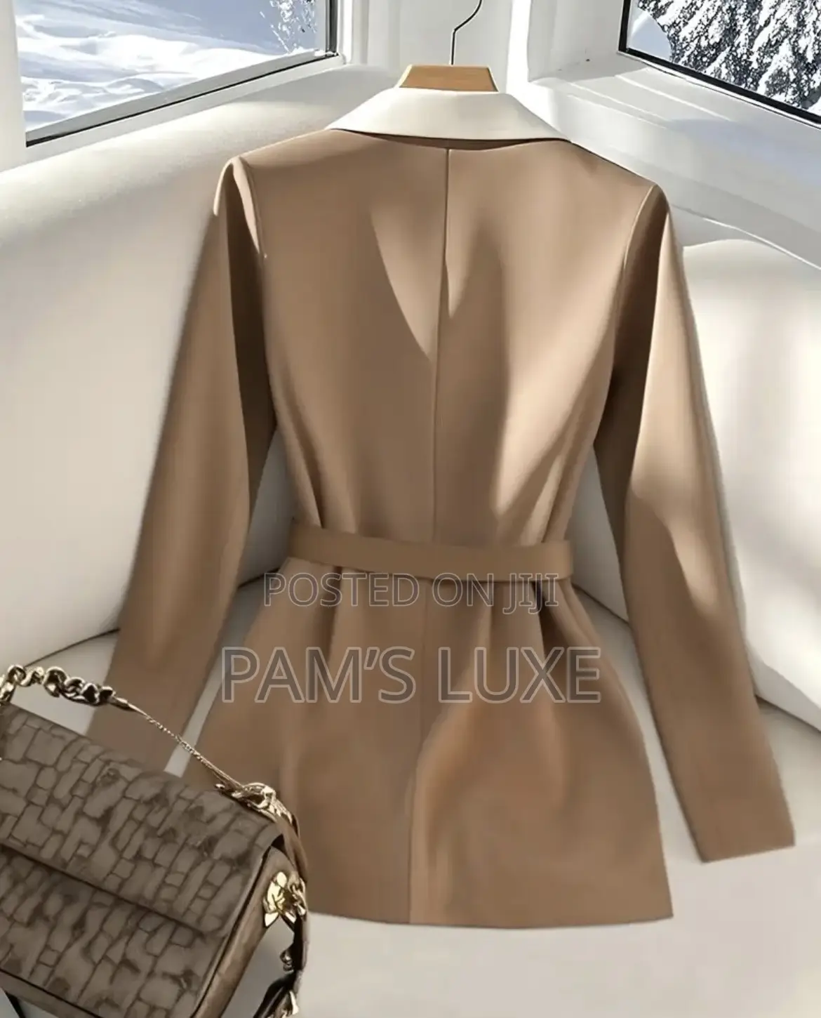 Two-Toned Belted Luxe Blazer