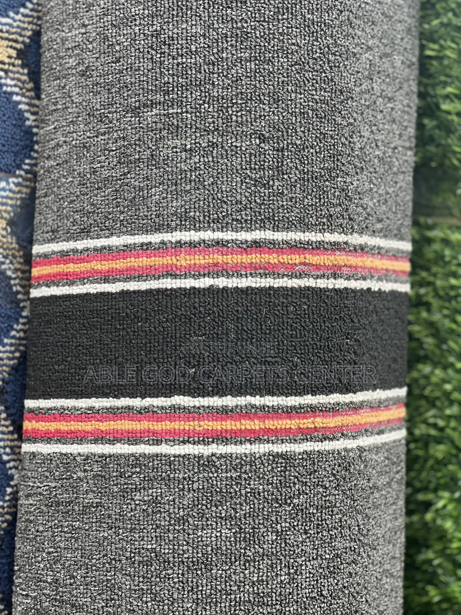 Office Carpet Striped Gray