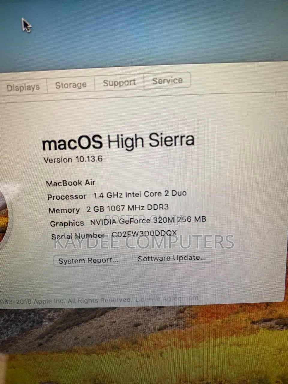 Laptop Apple MacBook Air 2010 4GB Intel Core 2 Duo SSD 60GB
